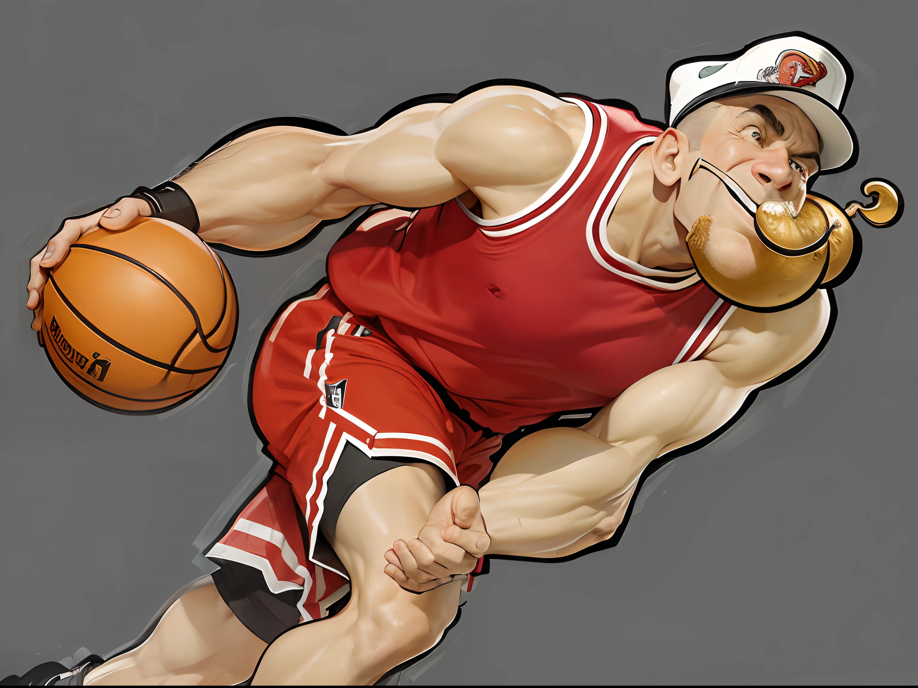 popeye, uniforme do chicago bulls, bola de basketball