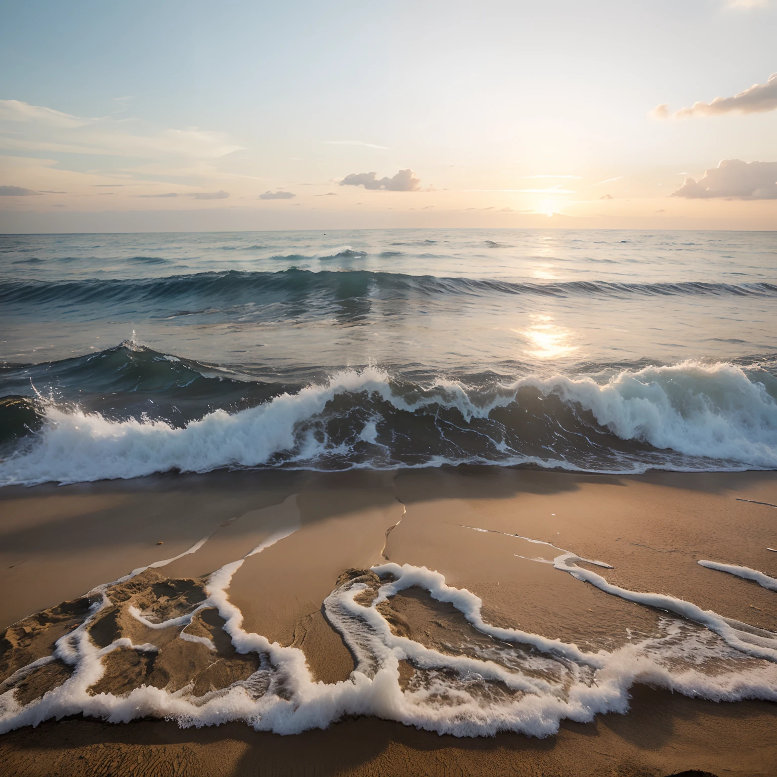 The sea, waves, Sundown, white sand