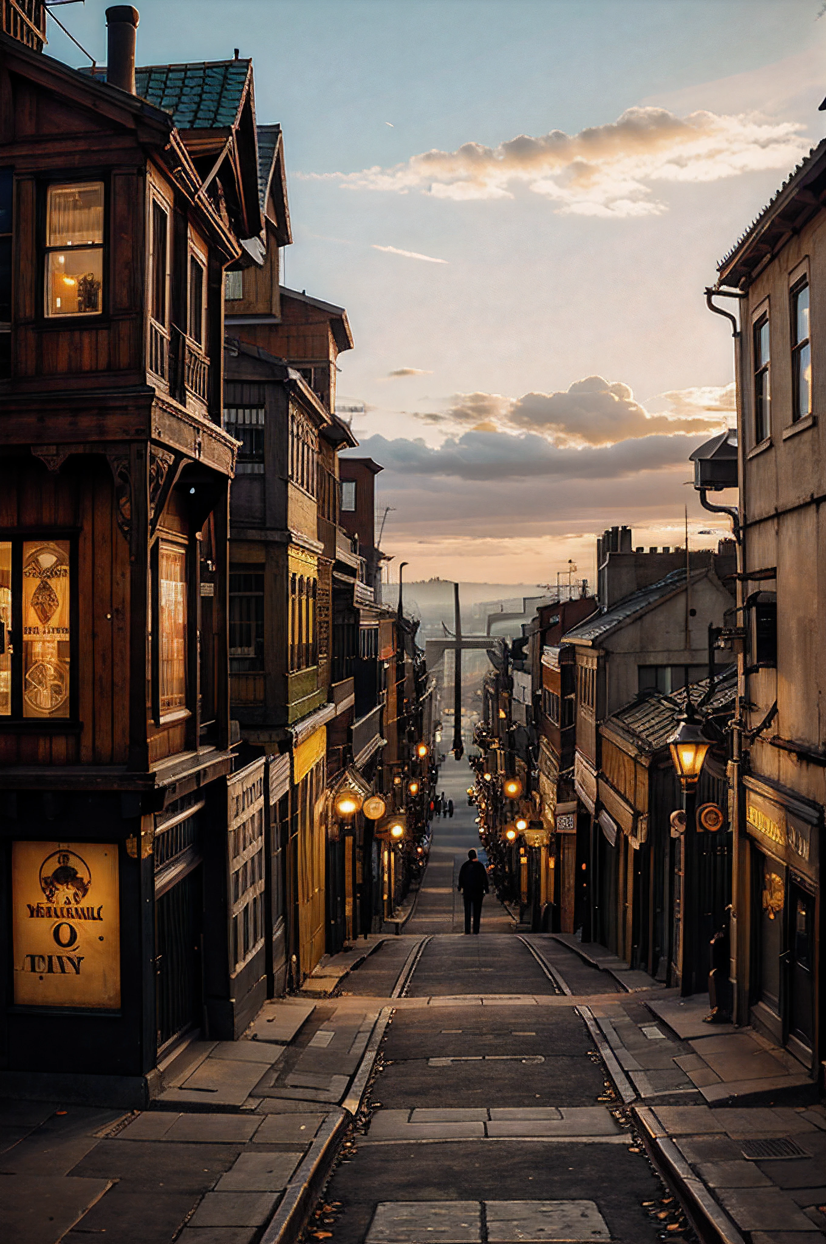 steampunc, A huge city in warm colors