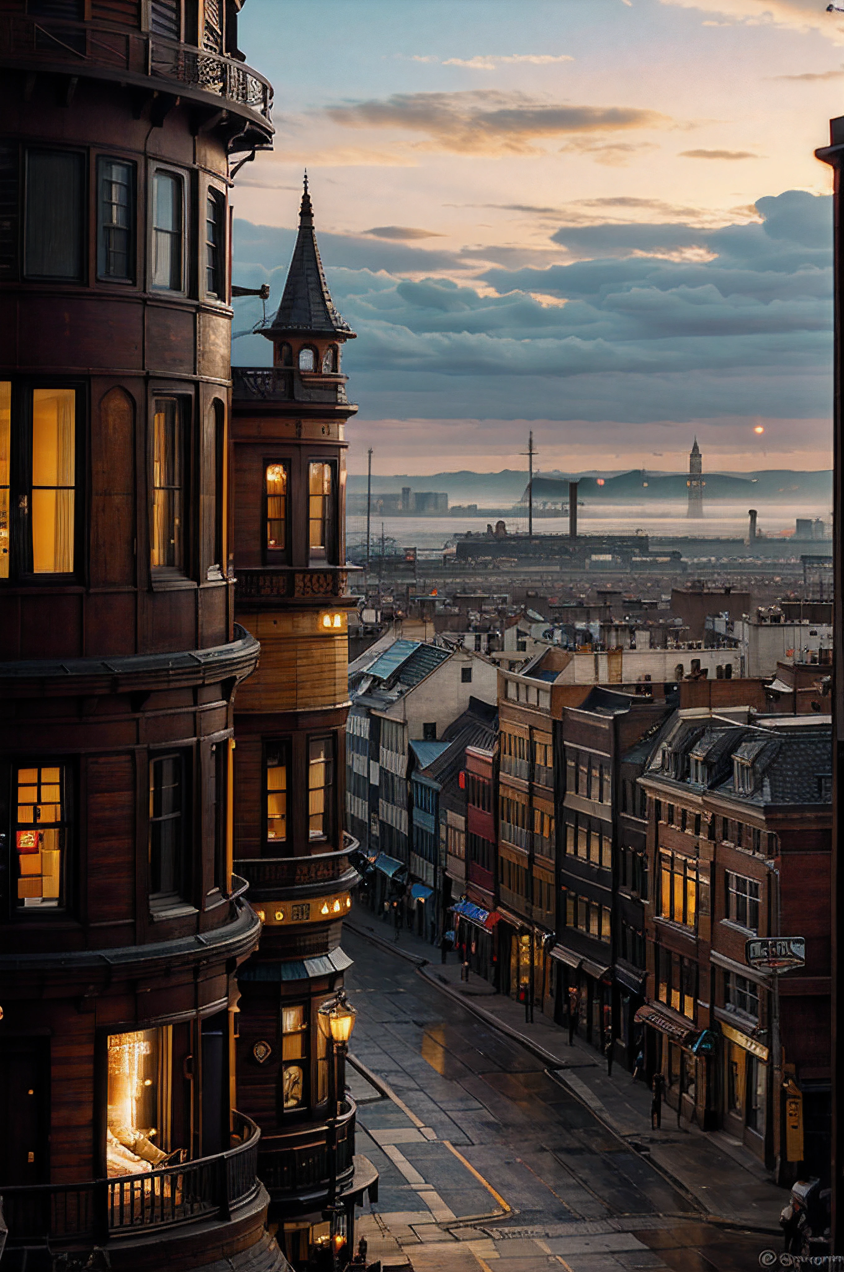 steampunc, A huge city in warm colors