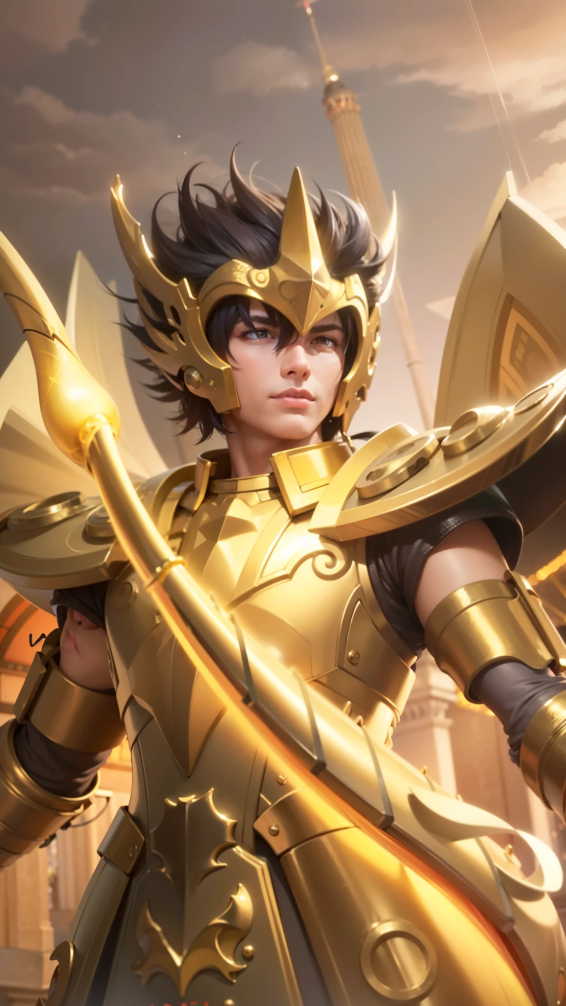 masculine male, masterpiece, ((perfect eyes)) best quality, (semirealism:1.9), beautiful lighting, (extremely detailed CG unity 4k fhd wallpaper), High Detail, Sharp focus, dramatic outdoors, 1 boy ,19 years old, brown short hair, blue eyes, smile