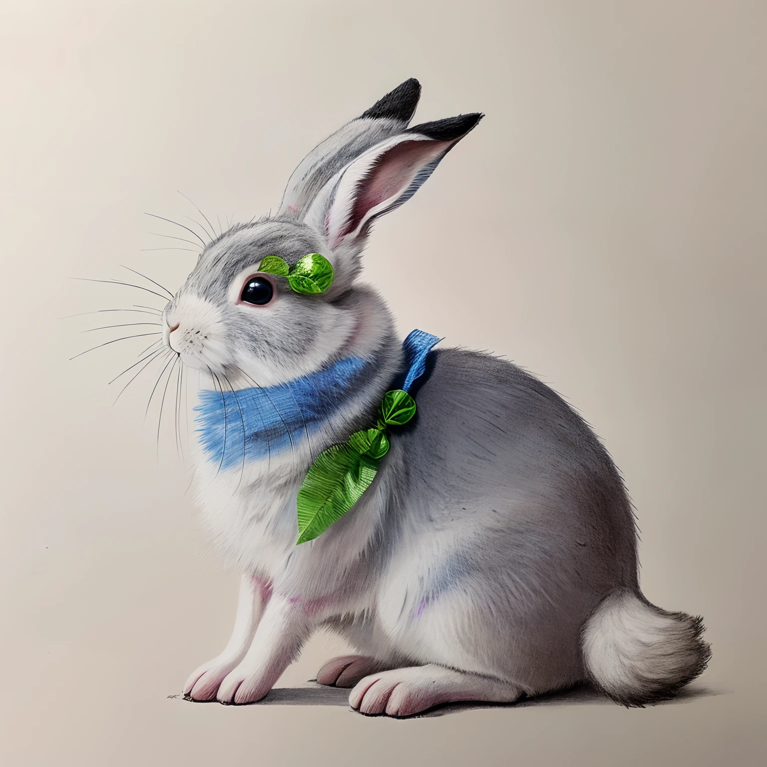超A high resolution, nffsw, Best aesthetic, Best Quality, masutepiece, Flat Avatar, Perfect litthing、(colourfull、vivd colour: 1.4)、bunny rabbit, Cute drawing of a rabbit, Cute characters of rabbits, Painting, greys, profile, moon in background, side locks, large oval eyes,Flat Avatar, natta,