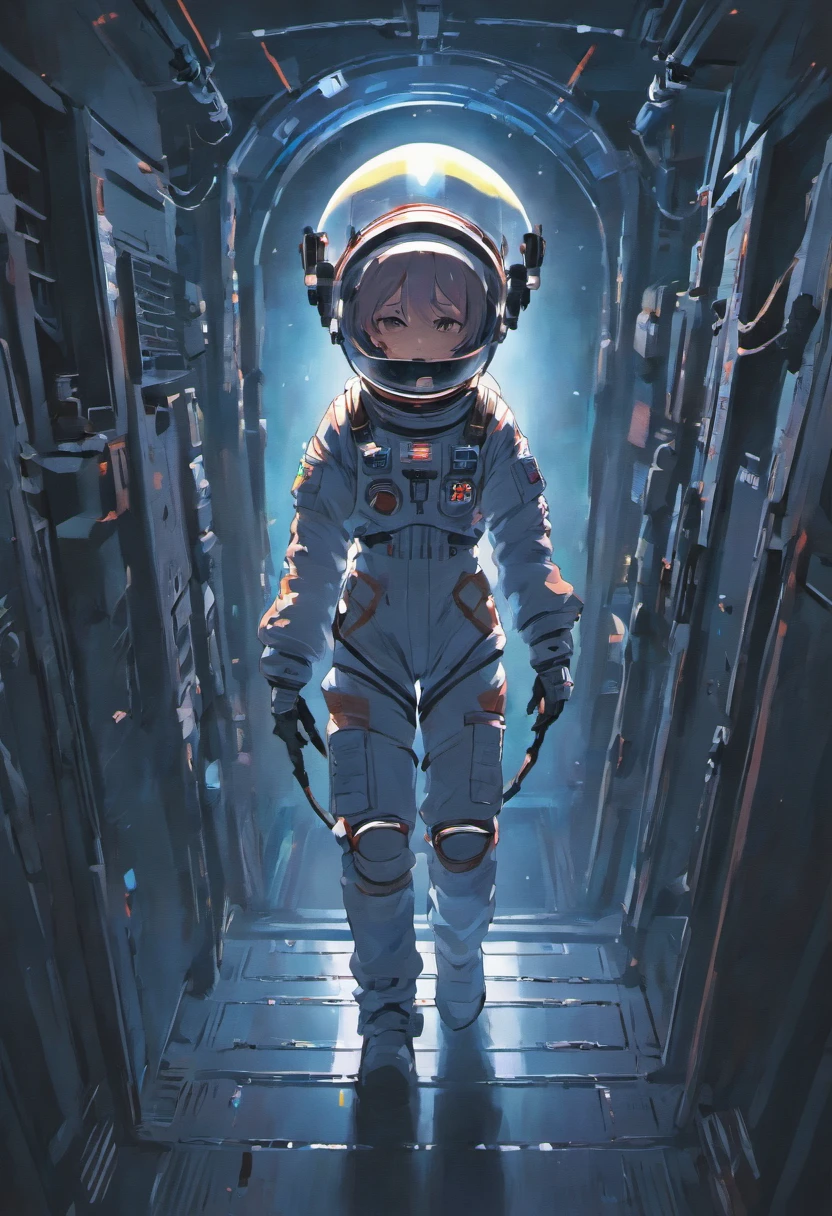 Astronauts wander through space, Dark undertone，Lots of contrasting backgrounds，