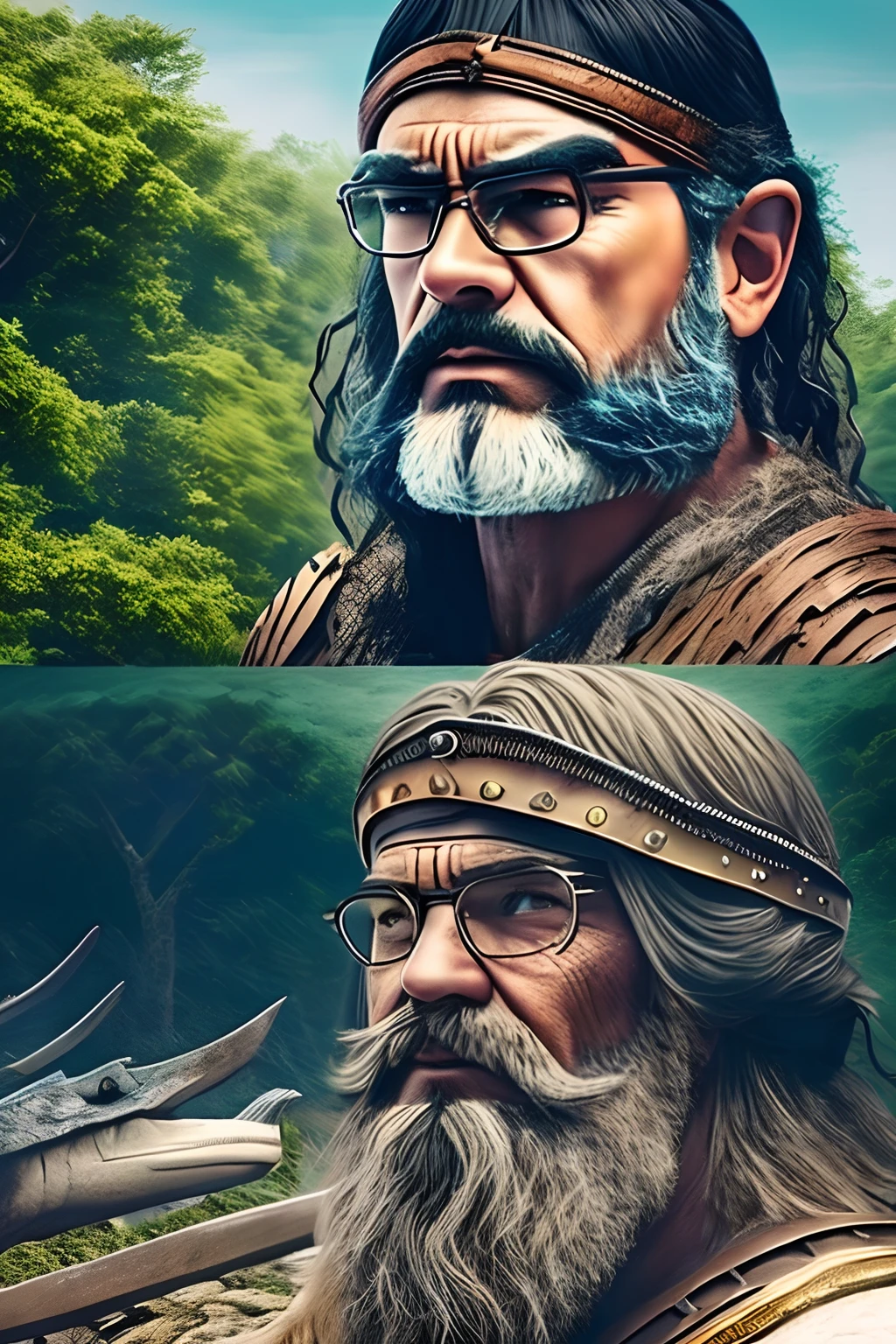 Time traveller in a modern outfit stuck in prehistoric times. --auto --s2