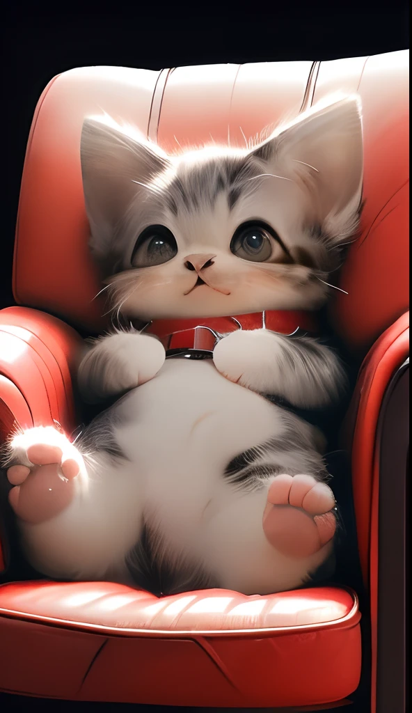 Kitten sitting on a luxury leather chair