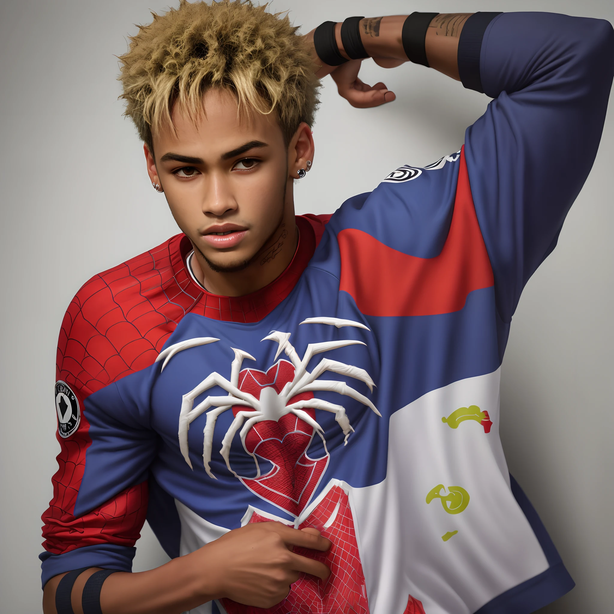 Neymar com a roupa do homem aranha