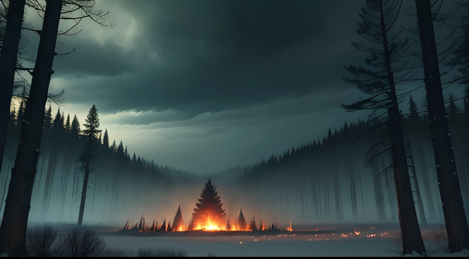 (best quality,4k,highres,masterpiece:1.2),ultra-detailed,(realistic,photorealistic,photo-realistic:1.37),a murder of crows in the shape of a hand,over a burning forest,illustration,dark atmosphere,vivid colors,detailed feathers,ominous clouds,flickering flames,ominous,foreboding,majestic trees,ominous lighting,sharp claws,fierce,haunting,contrast between darkness and light, eery ,sinister shadows,ominous forest,ominous setting