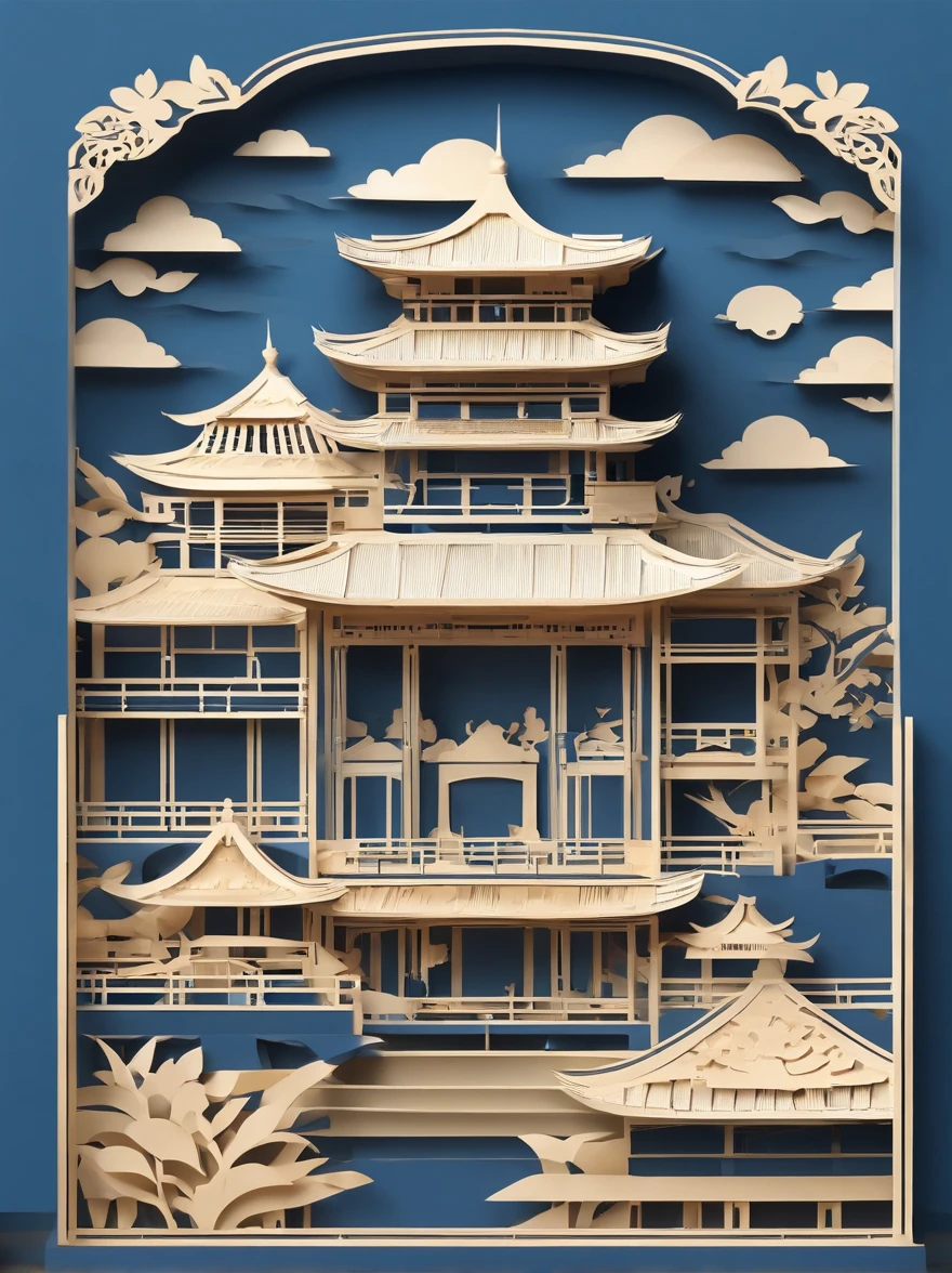 Blue and yellowish logo,There is a pagoda in the middle, Yueyang Building,Dongting Lake,Yue Yang,folding fan,