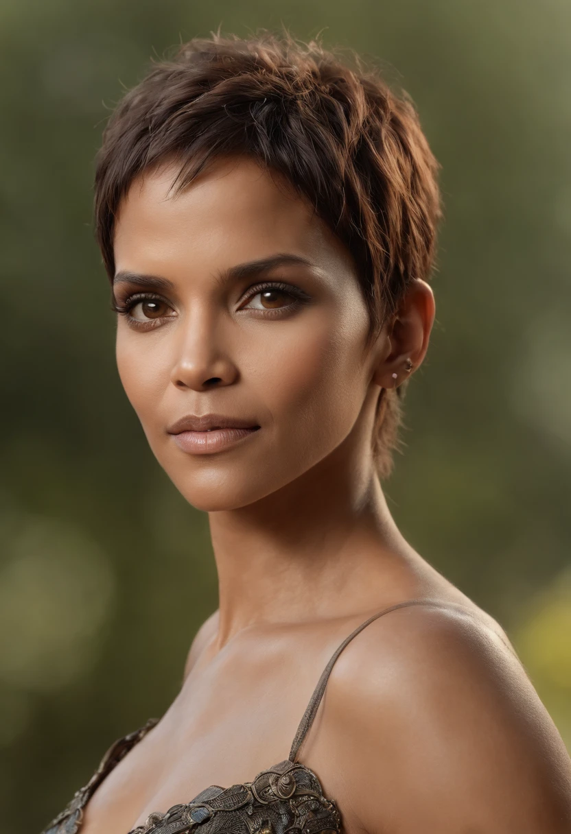 Halle Berry como Princesa de Wakanda, (corpo inteiro), olhos ultra-detalhados, corpo ultra-detalhado, nice perfect guy with soft skinice, corpo feminino deslumbrante, ((ultra-detailed hands)), obra-prima conceito fantasia arte, trending on ArtStation, hiper-detalhado, Arte Digital, Motor irreal, 32k, Ultra HD | | | | | |, imagem centrada, arte de Luis Royo e artgerm e greg rutkowski e Alphonse Much