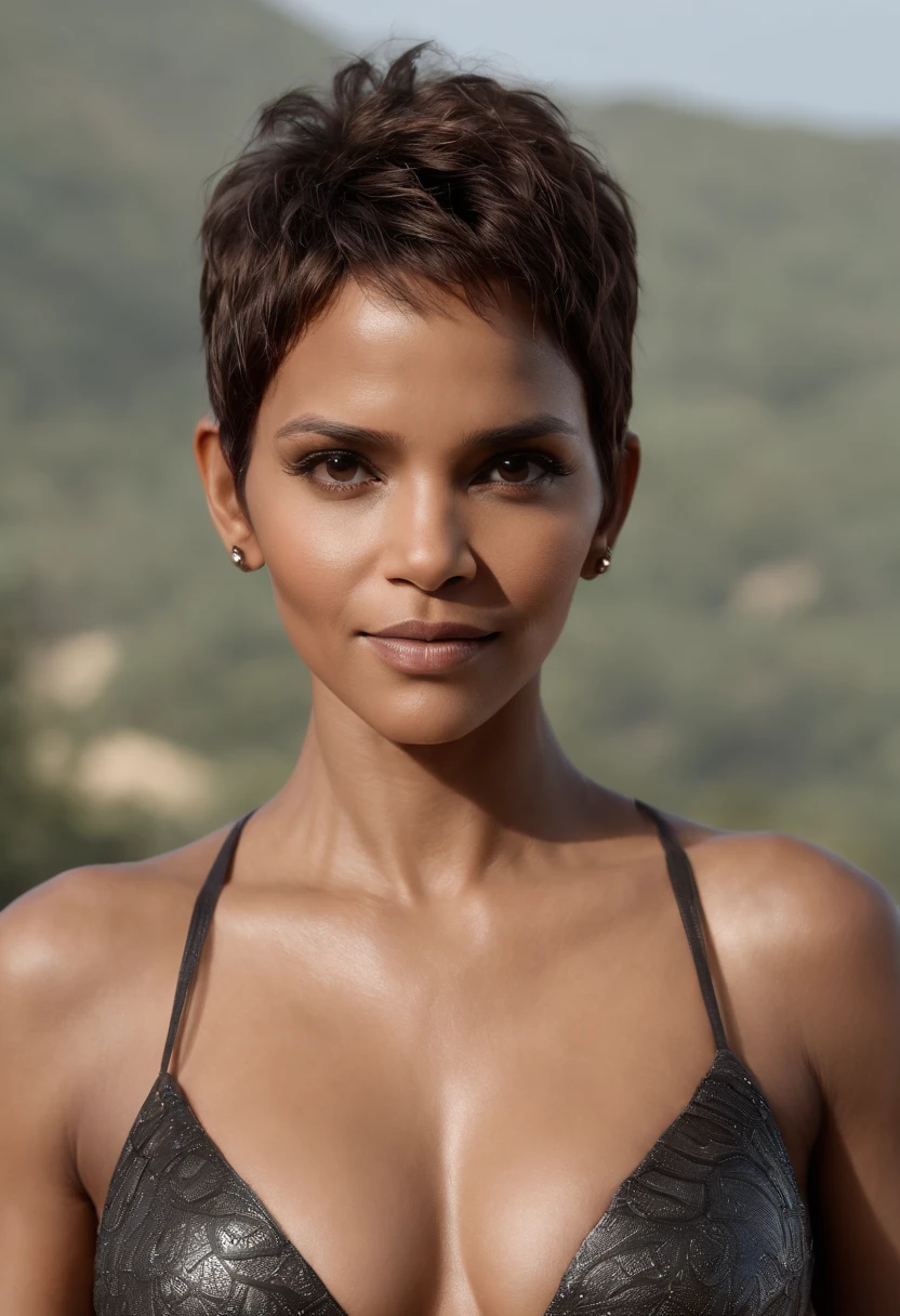 Halle Berry como Princesa de Wakanda, (corpo inteiro), olhos ultra-detalhados, corpo ultra-detalhado, nice perfect guy with soft skinice, corpo feminino deslumbrante, ((ultra-detailed hands)), obra-prima conceito fantasia arte, trending on ArtStation, hiper-detalhado, Arte Digital, Motor irreal, 32k, Ultra HD | | | | | |, imagem centrada, arte de Luis Royo e artgerm e greg rutkowski e Alphonse Much