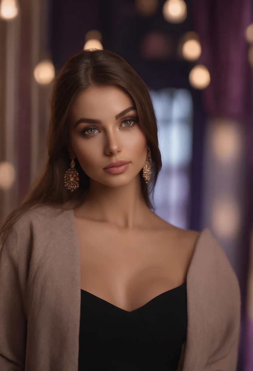 arafed woman fully , sexy girl with brown eyes, ultra realistic, meticulously detailed, portrait sophie mudd, brown hair and large eyes, selfie of a young woman, dubai eyes, violet myers, without makeup, natural makeup, looking directly at the camera, face with artgram, subtle makeup, stunning full body shot at the club, in a club, medium to large size bust