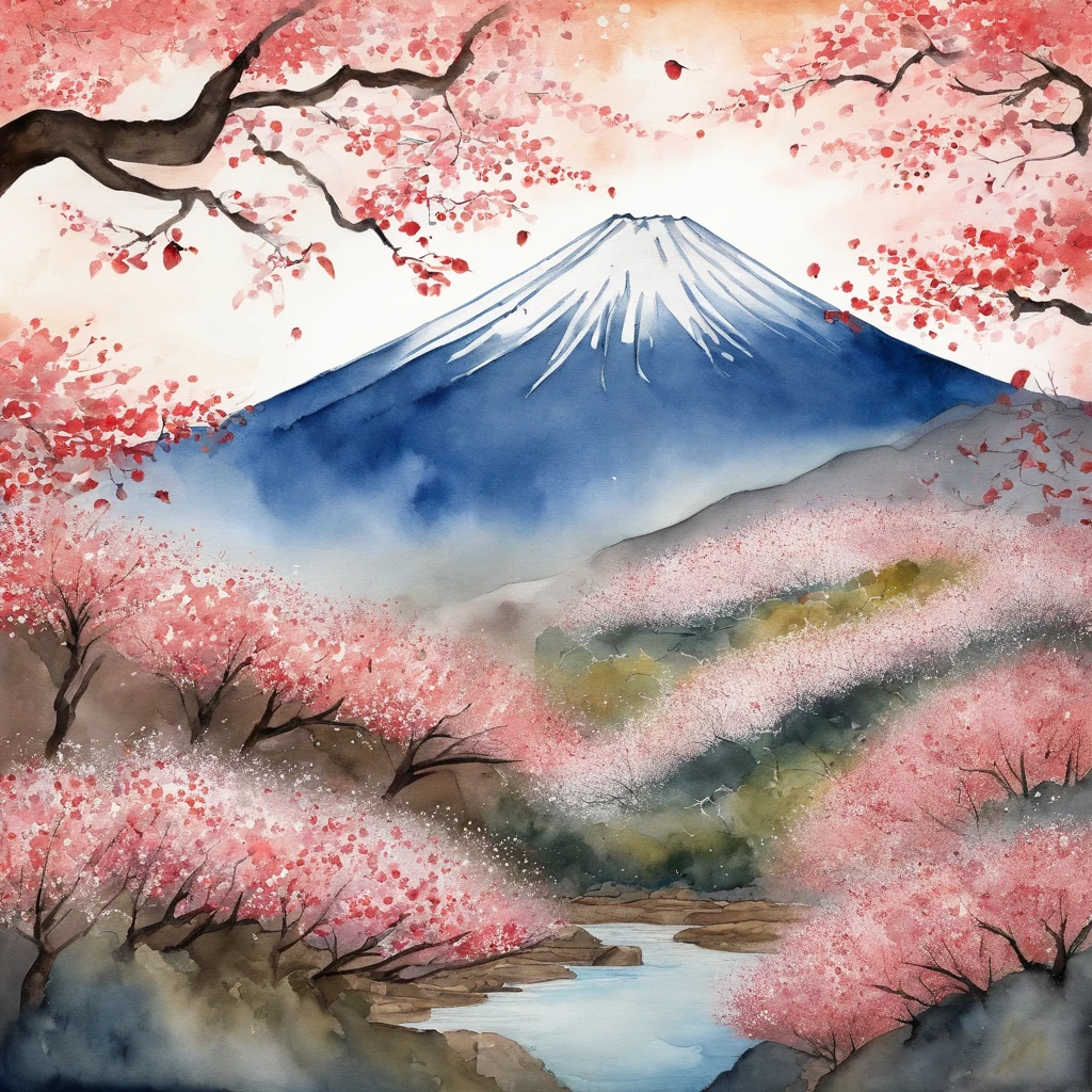 Mt fuji,Japanese flag,Hinomaru,cherry trees,🇯🇵,510