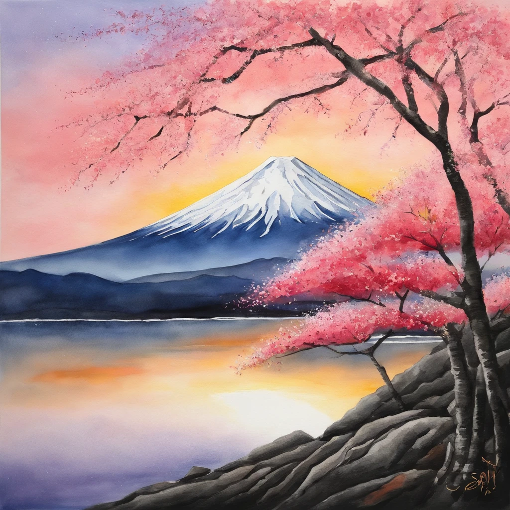 Mt fuji,Japanese flag,sunrises,cherry trees,🇯🇵,510