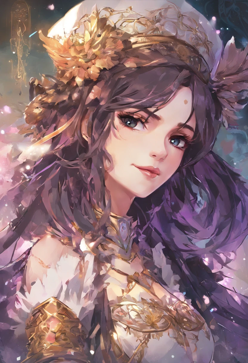 (best quality,4k,8k,Altas,master part:1.2),ultra-detalhado,(Realistic,fotorrealista,photo-realistic:1.37),RPG de fantasia sombria,illustration,cabelos longos,perfeito,Personagem 2D,olhos castanhos detalhados,medium-length hair,lado esquerdo castanho escuro,roxo lado direito,Design de personagem perfeito,Girl with brown eyes medium length hair,Fantasy-world atmosphere,Traje de Mago,adventurous expression,Holding a magic wand,beautiful detailed lips,Ornate headband,cinto de couro,Botas de combate,Meio sorriso,personagem com um passado misterioso,Scrolls and Potions,fundo da floresta,Enchanted forest scenery,paleta colorida e vibrante,Magical Lighting Effects,Sombras de Alto Contraste,dynamic pose,Parecendo determinado,com uma pitada de travessura,cabelo fluindo ao vento,sharp, defined contours,sombreamento e realces suaves e sutis,texturas ricas,pinceladas finas,Caprichoso e imaginativo,Unrealistic Elements,inspirado na arte tradicional japonesa,com um toque de estilo anime.