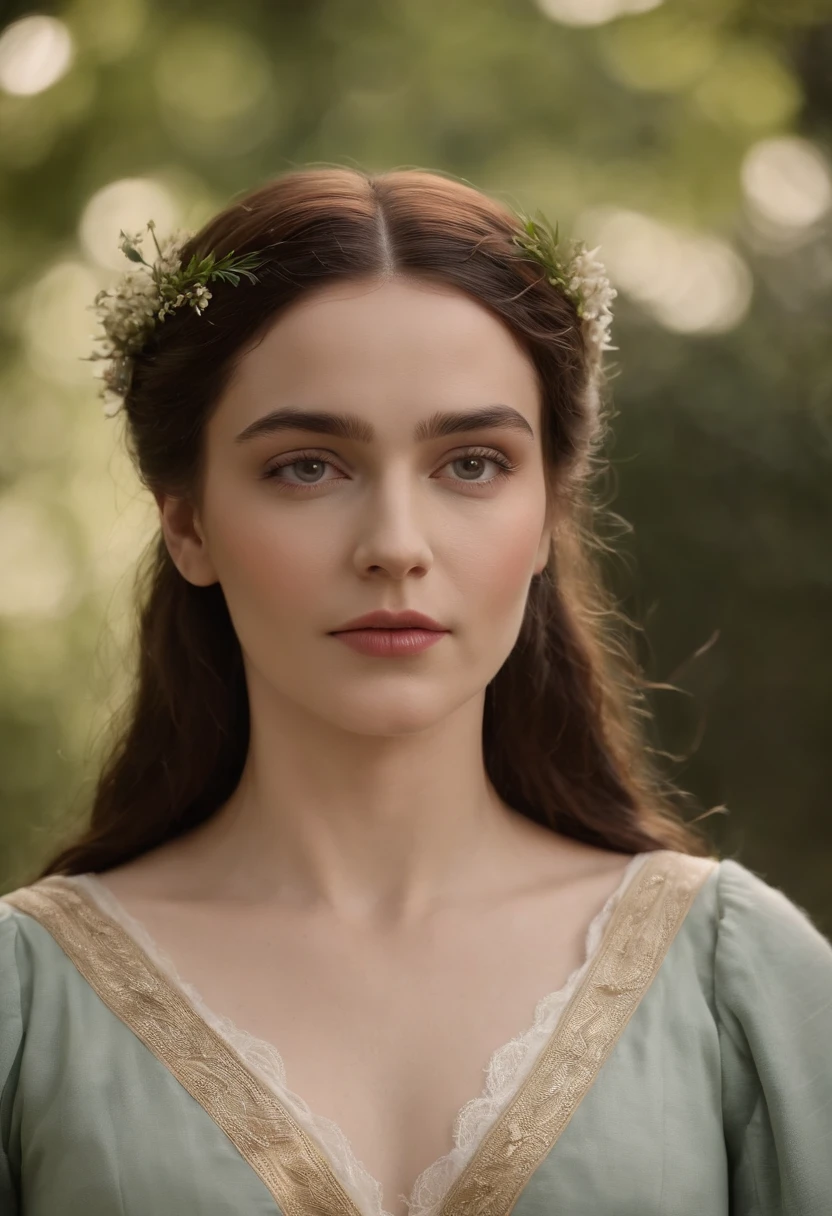 (((uma ferida avermelhada profunda atravessa sua bochecha esquerda))) tez justa, mulher em torno de 19 anos, cabelos brancos naturais, olhos verdes distintos, vestindo kohl, slender and graceful, Beautiful, luz de velas em um ambiente medieval, Ultra sharp focus, tiro realista, roupas femininas medievais, cores tetradicas (cicatriz:1.4), Image of the Greek goddess Hestia