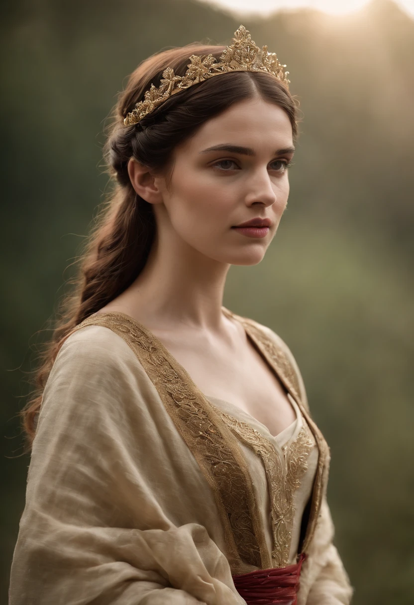 (((uma ferida avermelhada profunda atravessa sua bochecha esquerda))) tez justa, mulher em torno de 19 anos, cabelos brancos naturais, olhos verdes distintos, vestindo kohl, slender and graceful, Beautiful, luz de velas em um ambiente medieval, Ultra sharp focus, tiro realista, roupas femininas medievais, cores tetradicas (cicatriz:1.4), Image of the Greek goddess Hestia