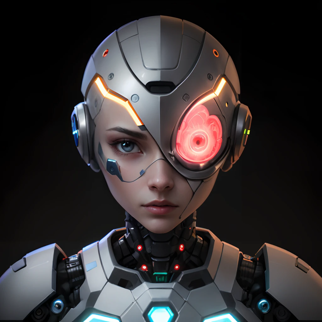 Woman Ai Robot using brain, Humanoid on glowing light background ...