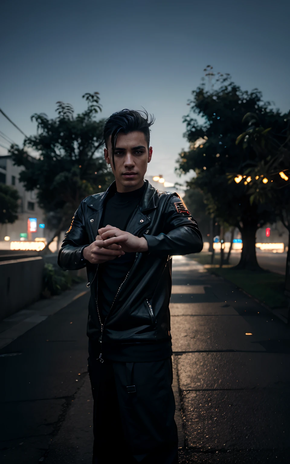 Change Background cyberpunk handsome boy, realistic face, 8k ultra realistic