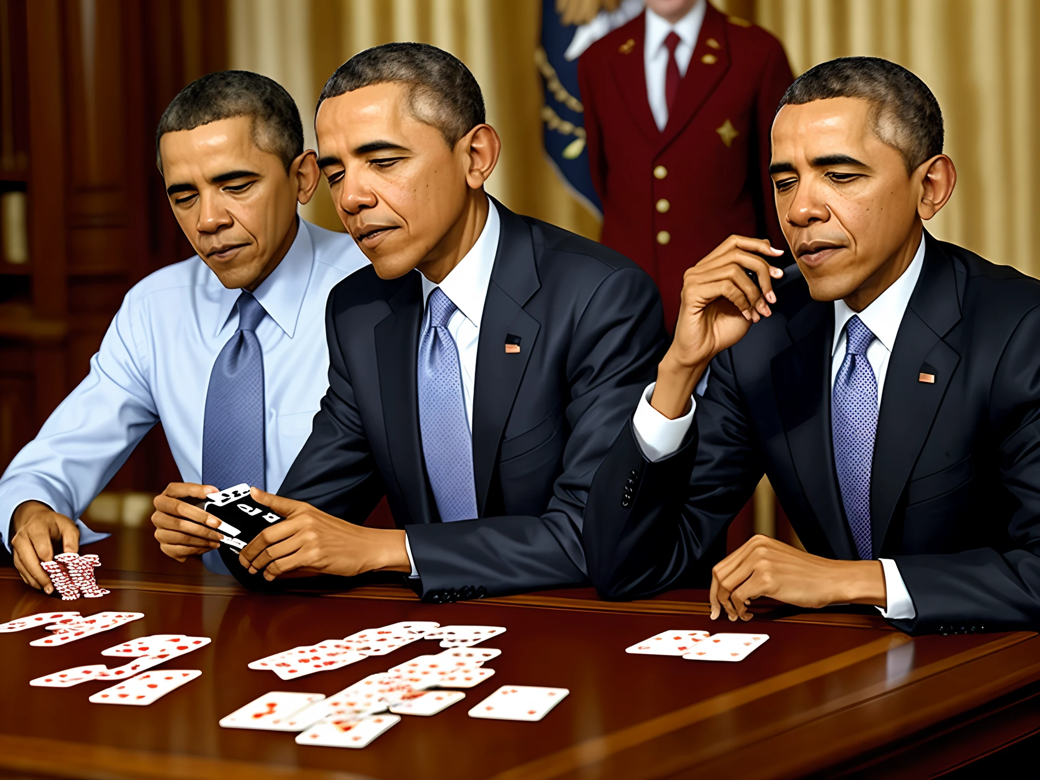 Obama playing cards with Stalin