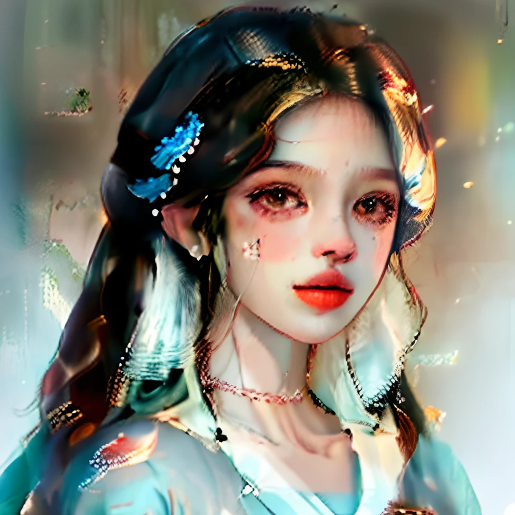 A golden queen with golden hair and blue eyes