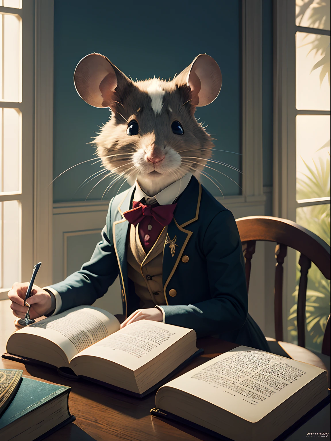 anthropomorphic mouse, victorian inspired clothing by artgerm, victo ngai, ryohei hase, artstation. fractal papersand books. highly detailed, smooth, global illumination, fantasy art by greg rutkowsky, karl spitzweg