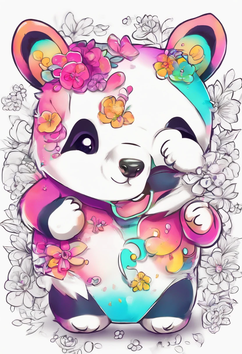 dibujo en blanco y negro para colorear, Un oso panda