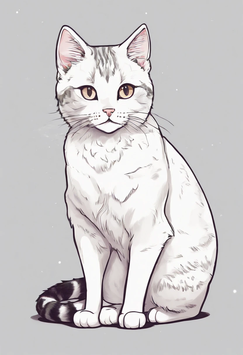 Dibujo en blanco y negro, A domestic cat
