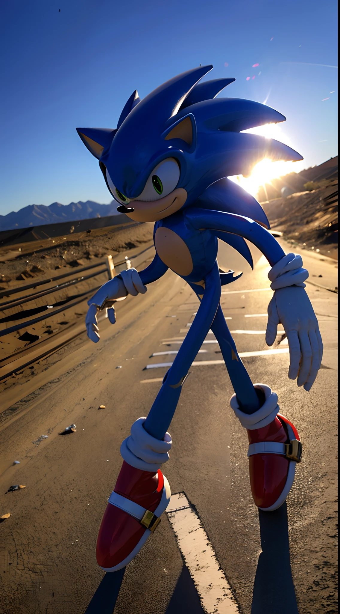 deserted, super sonic characters, ultra realistic, ultra details,