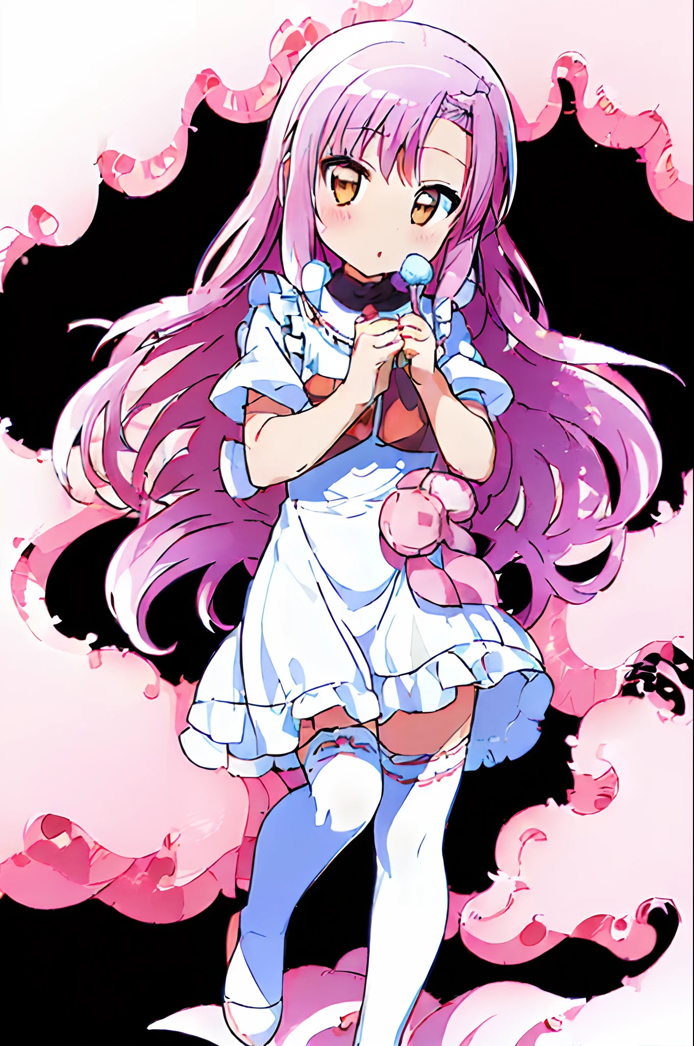 (white background:1.4),(chibi:1.2),
masterpiece,best quality,
solo,((an extremely delicate and beautiful girl)),(full body:1.2),rabbit ear,hair ornament,sliver hair,long hair,red eyes,medium breast,white dress,
standing,(frills),(white_thighhighs),holding,close mouth,
fantasism,(surround by Sea wave)