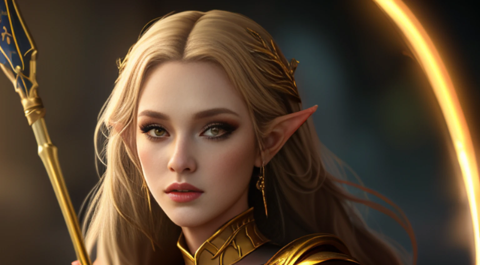 there is a woman in a medieval dress posing for an image, fantasy concept art portrait, stunning character art, epic fantasy art portrait, Alexandra Fomina Artstation, detailed matte costume portrait, fantasy art portrait, fantasy character portrait, behance costume art, very beautiful elf portrait, 8k high quality detailed art, Hyper-detailed fantasy character, 4K fantasy art., she is an archer, is holding a golden bow.