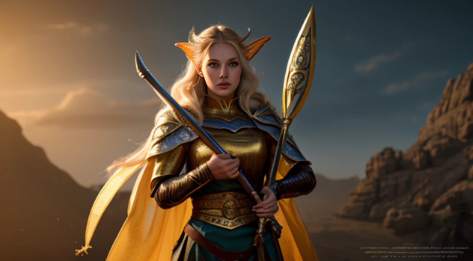 there is a woman in a medieval dress posing for an image, fantasy concept art portrait, stunning character art, epic fantasy art portrait, Alexandra Fomina Artstation, detailed matte costume portrait, fantasy art portrait, fantasy character portrait, behance costume art, very beautiful elf portrait, 8k high quality detailed art, Hyper-detailed fantasy character, 4K fantasy art., she is an archer, is holding a golden bow.