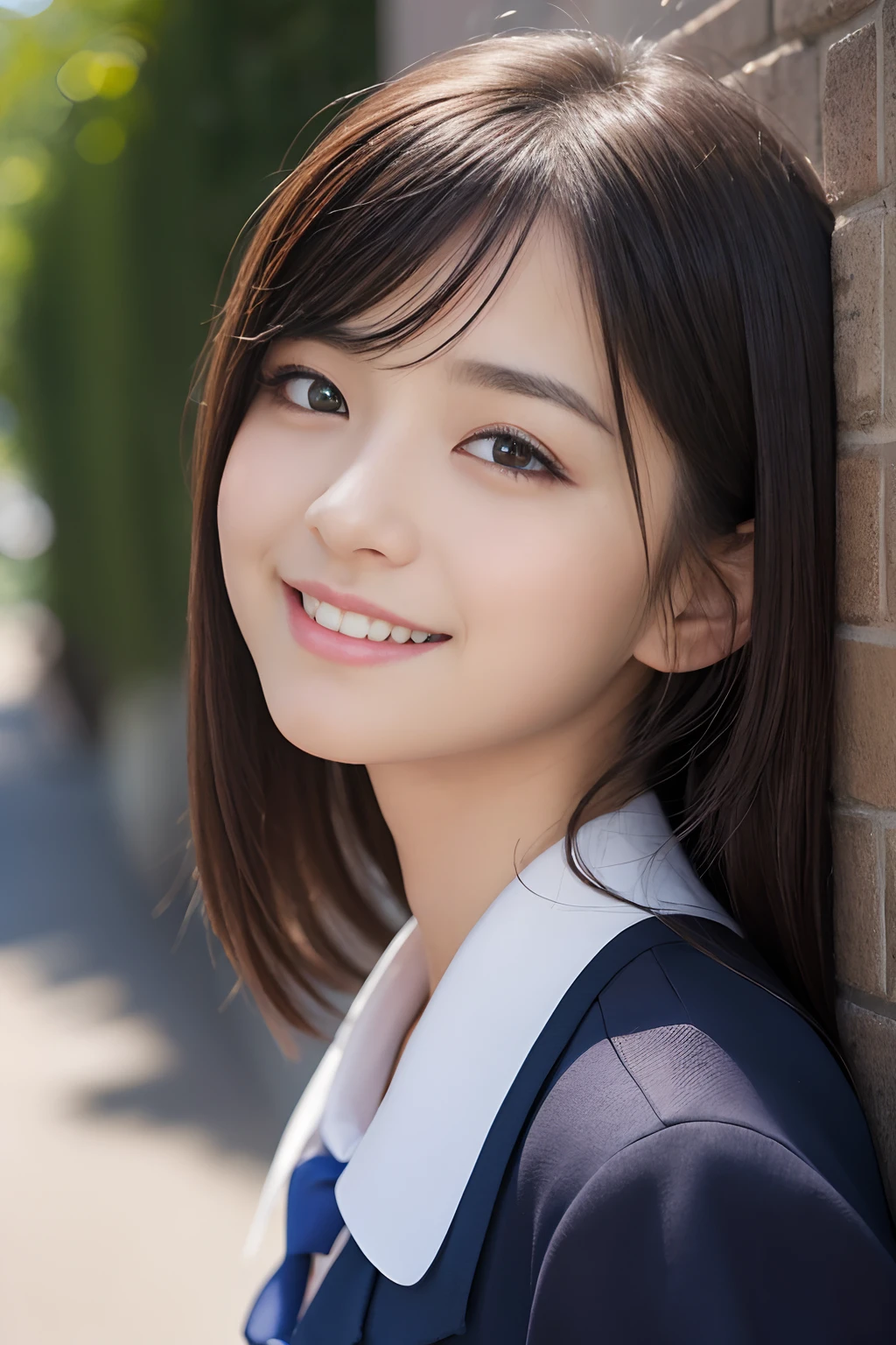 (Close-up portrait of a girl with short hair with slender small breasts and dull bangs in jacket and shirt:1.5)、(Dancing with a smile、Girl with hair fluttering in the wind :1.5)、(Blue sky and cherry blossoms in full bloom:1.5)、(cleavage of the breast)、(Perfect Anatomy:1.3)、(No mask:1.3)、(complete fingers:1.3)、Photorealistic、Photography、masutepiece、top-quality、High resolution, delicate and pretty、face perfect、Beautiful detailed eyes、Fair skin、Real Human Skin、((thin legs))、(Dark hair)