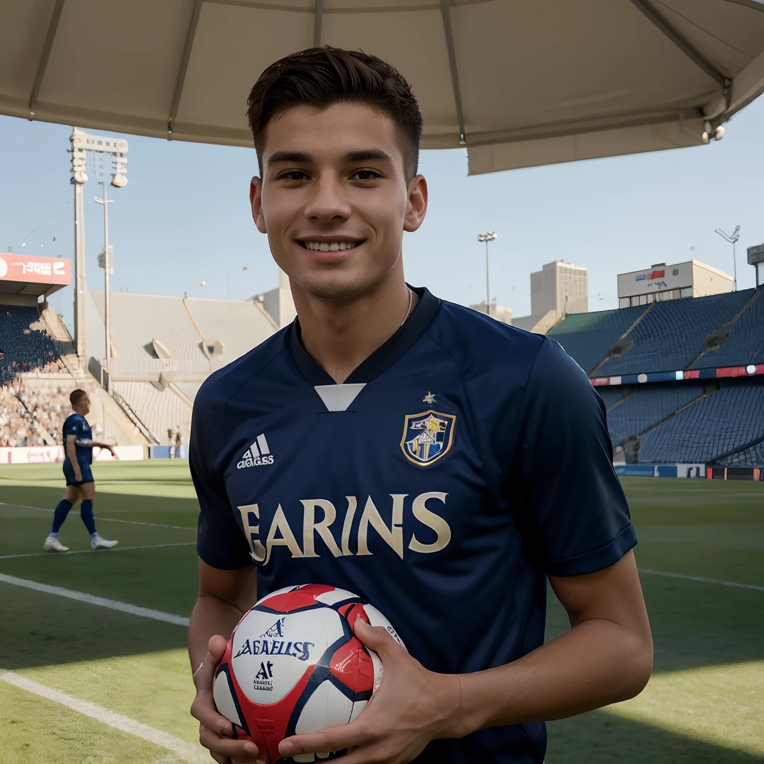 You described a 16-year-old boy, joueur de football talentueux, portant le maillot de Los Angeles FC et arborant un joli sourire. Il est sur le terrain, dribblant habilement les adversaires, creating opportunities for his team and impressing spectators with his agility and passion for the game. Les supporters scandent son nom avec enthousiasme, reconnaissant son talent exceptionnel.