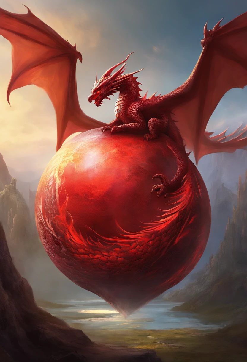 dragons egg with red dragon hatching