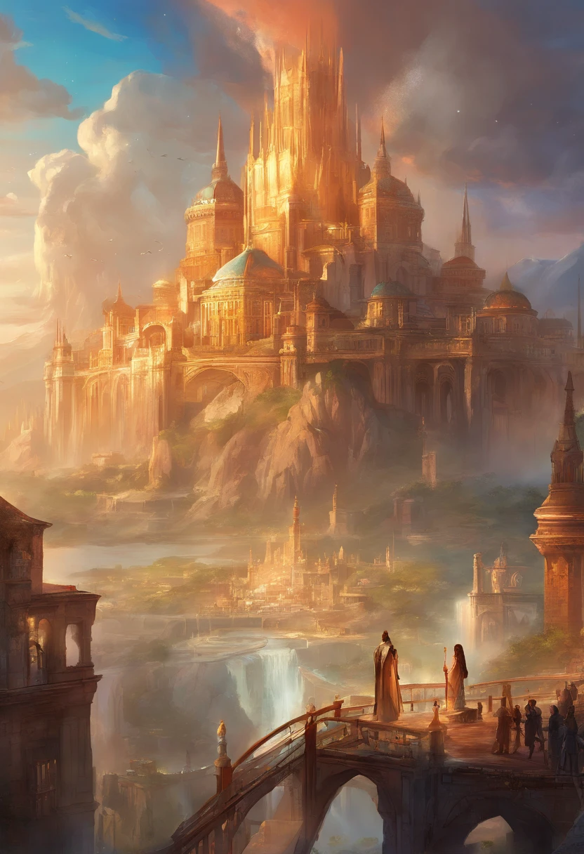 (High quality, high definition, masterpiece:1.2,), Fantasy Illustration, Sao Paulo FC Titan, Towering over a city, Wearing the club's colors as armor, Glowing blue eyes, Exuding power and strength, Epic and majestic, Surrounded by cheering fans