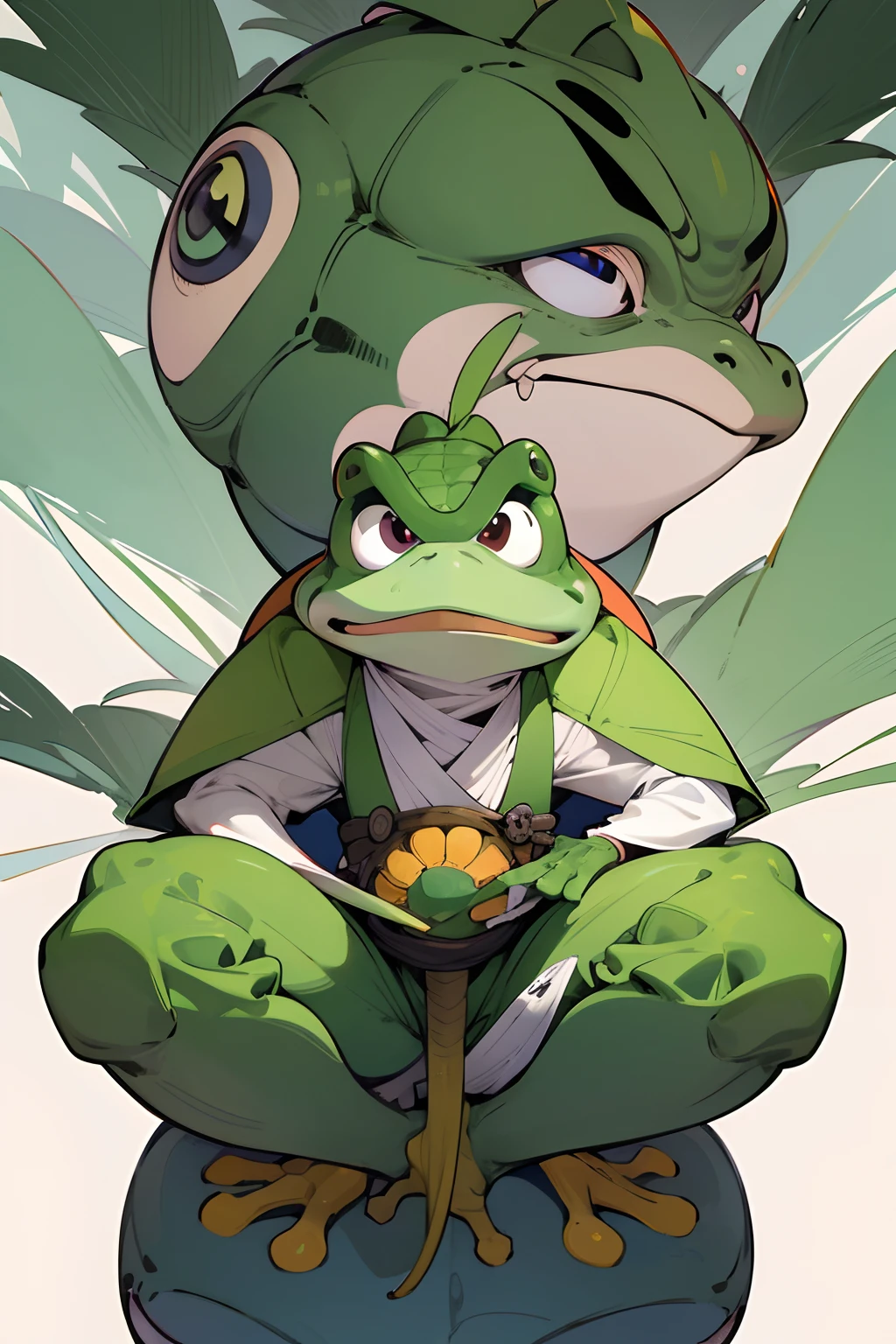 desenho animado de um sapo em uma armadura branco segurando uma espada longa, Samurai sapo, Pepe, os sapos em guerra, Like an anthropomorphic frog, Estilo nisego , Froggy, Bryan Lee O'Malley, anthropomorphic turtle hero, Humanoid Anthropomorphic Toad, Peepo o sapo!!!, O sapo de quarta-feira, an anthropomorphic turtle