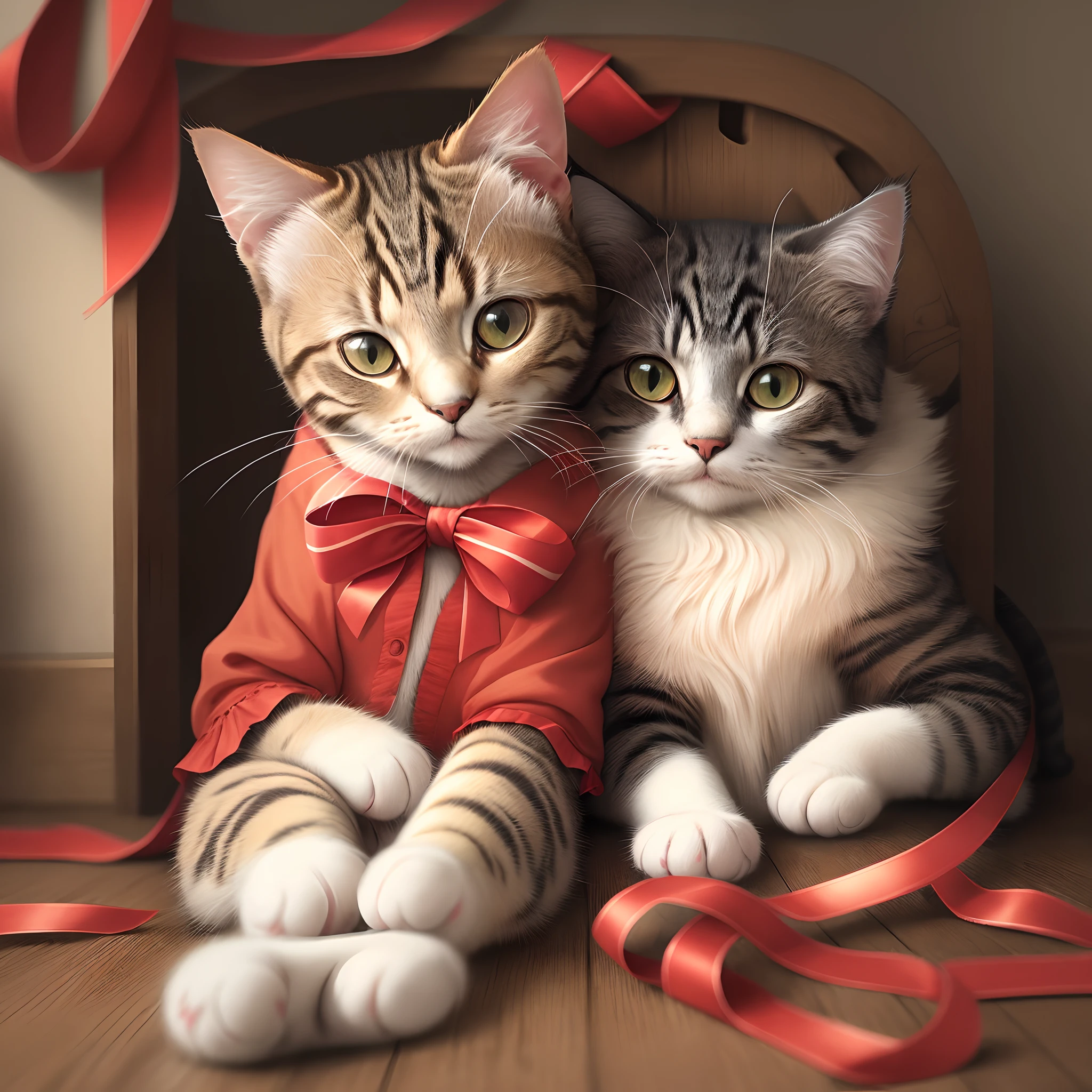 Cat and ribbon