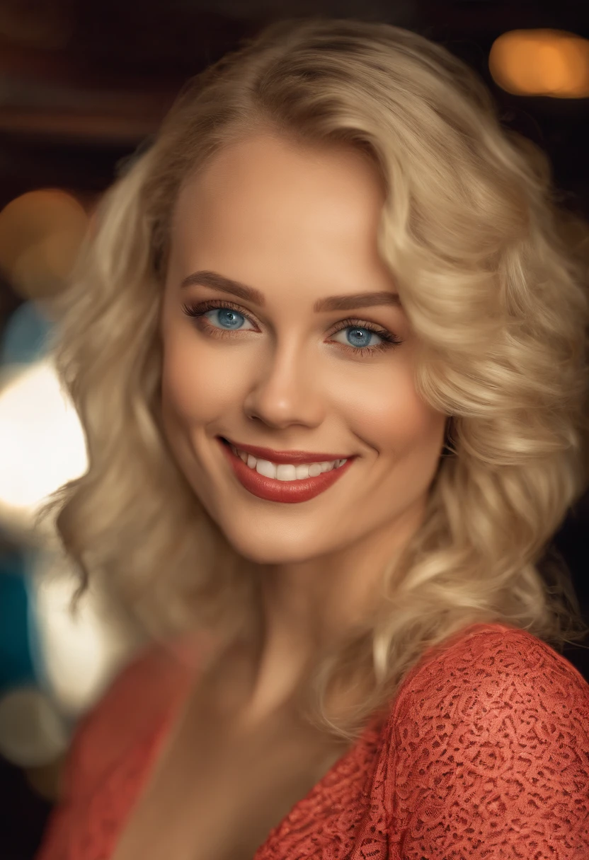 a smiling blonde IN THE STRIPIS CLUB . sexy 25 year old. realistic photo. ultra detailed. in sexy clothes HDR, very realistic, photorealism, 8k, natural pose, PORTUGHEZ, full body, perfect angle, sexy girl with BLUE eyes, ultra realistic, very detailed, large eyes, without makeup, natural makeup, looking directly at the camera, face with artgram, subtle makeup, medium to large size bust, , sexy, professional, shot on canon, 85mm shallow depth of field, kodak vision color, realistic skin texture, best quality