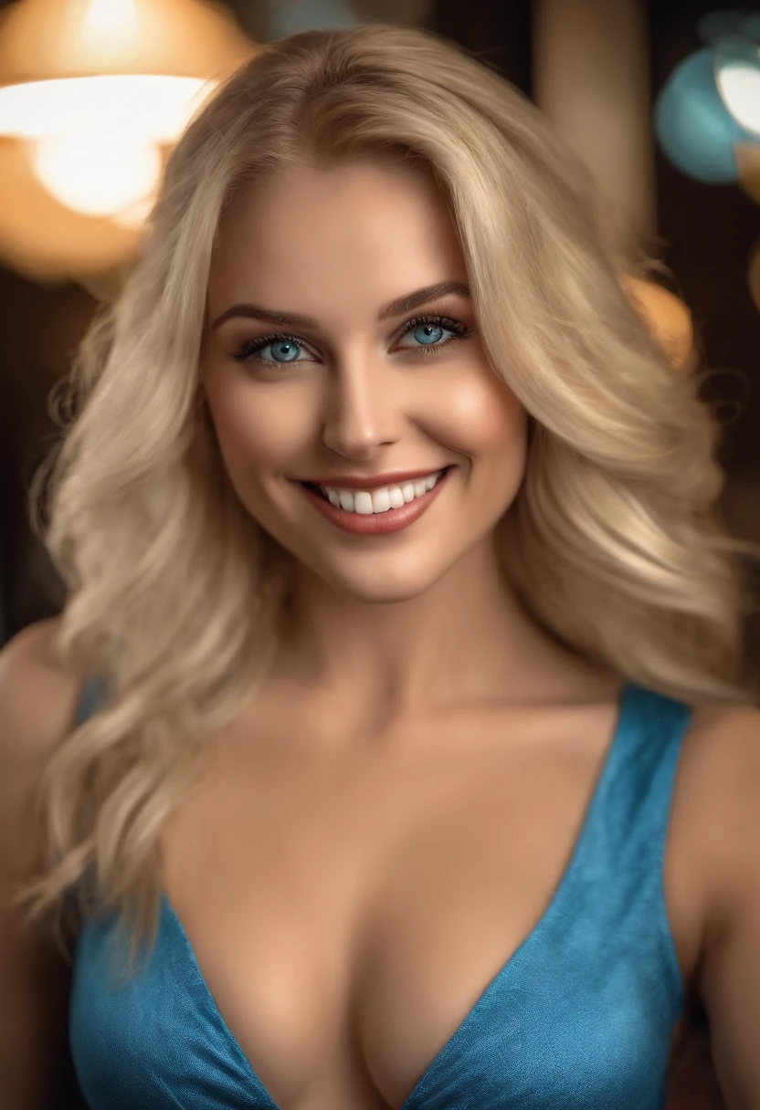 a smiling blonde IN THE STRIPIS CLUB . sexy 25 year old. realistic photo. ultra detailed. in sexy clothes HDR, very realistic, photorealism, 8k, natural pose, PORTUGHEZ, full body, perfect angle, sexy girl with BLUE eyes, ultra realistic, very detailed, large eyes, without makeup, natural makeup, looking directly at the camera, face with artgram, subtle makeup, medium to large size bust, , sexy, professional, shot on canon, 85mm shallow depth of field, kodak vision color, realistic skin texture, best quality