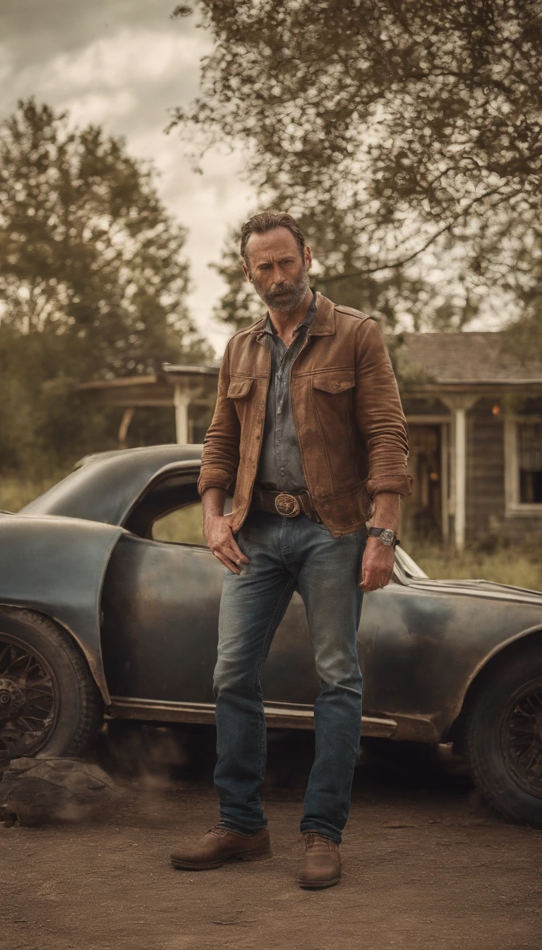 rick grimes from the walking dead with patrick star in the cartoon style