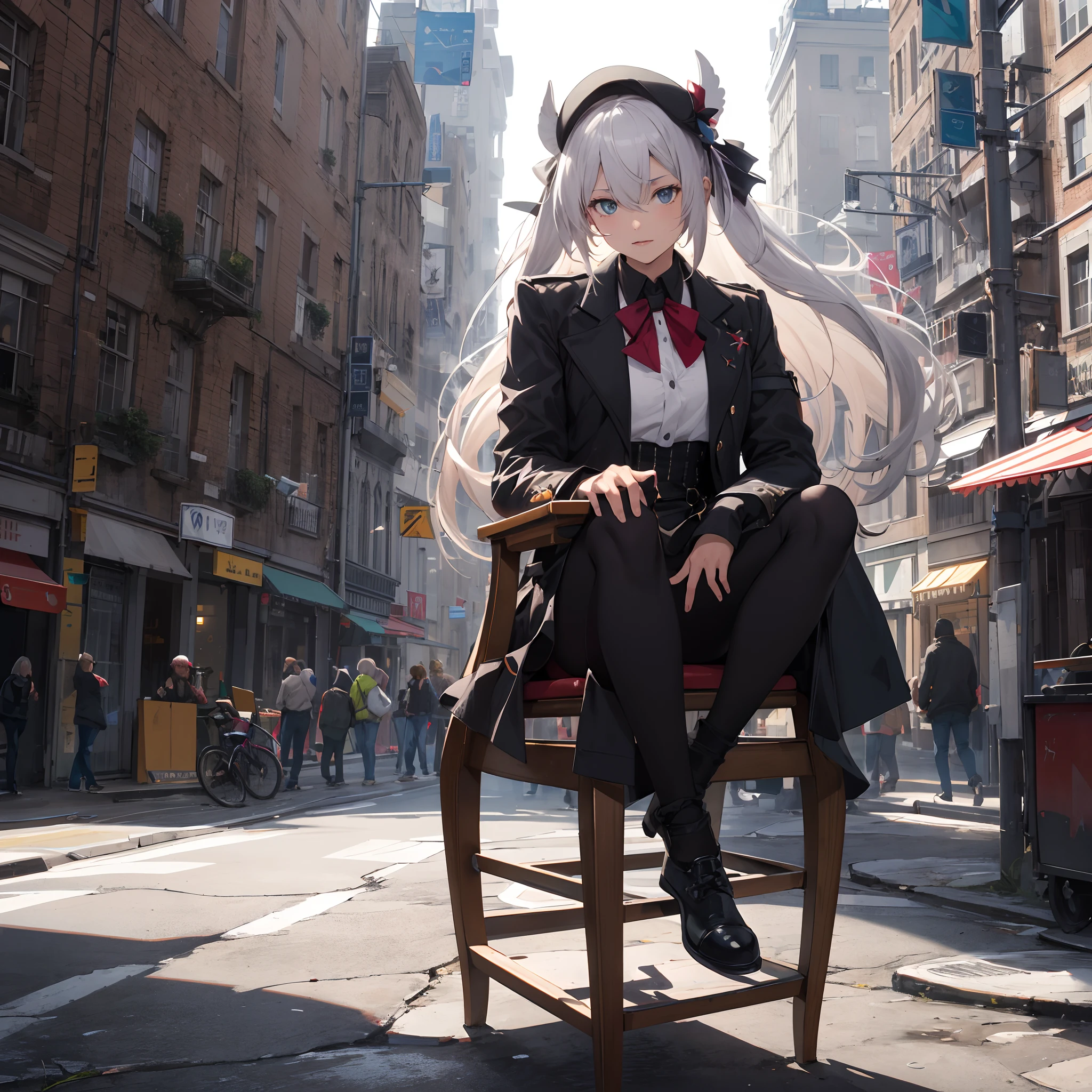 un personnage sur un tabouret haut qui fait la vaisselle