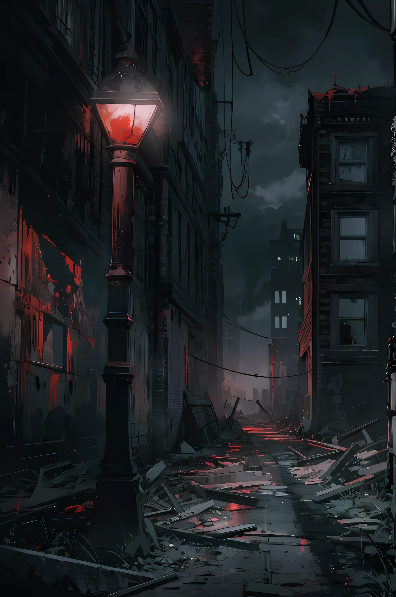 (best quality,highres:1.2),ultra-detailed,realistic,photorealistic:1.37,horror,creepy,grim,dark,desolate,decayed,dilapidated,crumbling buildings,dense,ominous fog,thick mist,haunting,unsettling,lonely,distant figure,collapsed structures,overgrown vegetation,barren streets,spooky,ominous silence,abandoned cars,ominous clouds,broken windows,shadows lurking,unearthly,moonlit sky,empty playground,distant siren wailing,cinematic lighting,intense shadows,dramatic composition,distorted reality,dreamlike,nightmare-inducing,unusual perspective,stylistic distortions,exaggerated features,emotionally charged,fear,anxiety,mystery,dread,suspense,nail-biting tension,desolation,unseen danger,unfamiliar,uncanny,uncertain,color palette: dark and desaturated,sharp contrast,deep blacks,ominous red highlights,flickering streetlights,diminishing perspective,strange-cloaked figure,almost glowing eyes with intense gaze,anime style with sketching,comic book-like,angular brushstrokes,vivid details