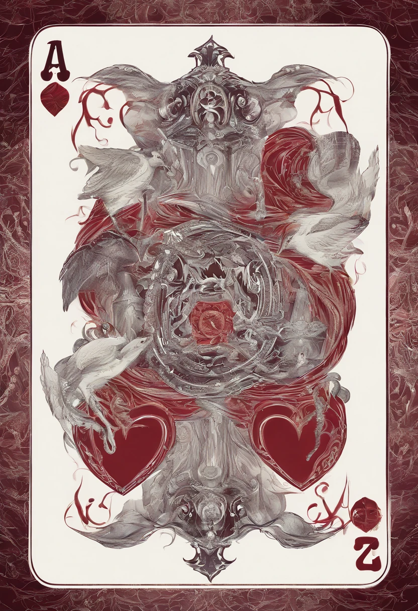 mythology, 2 of hearts playing card, white