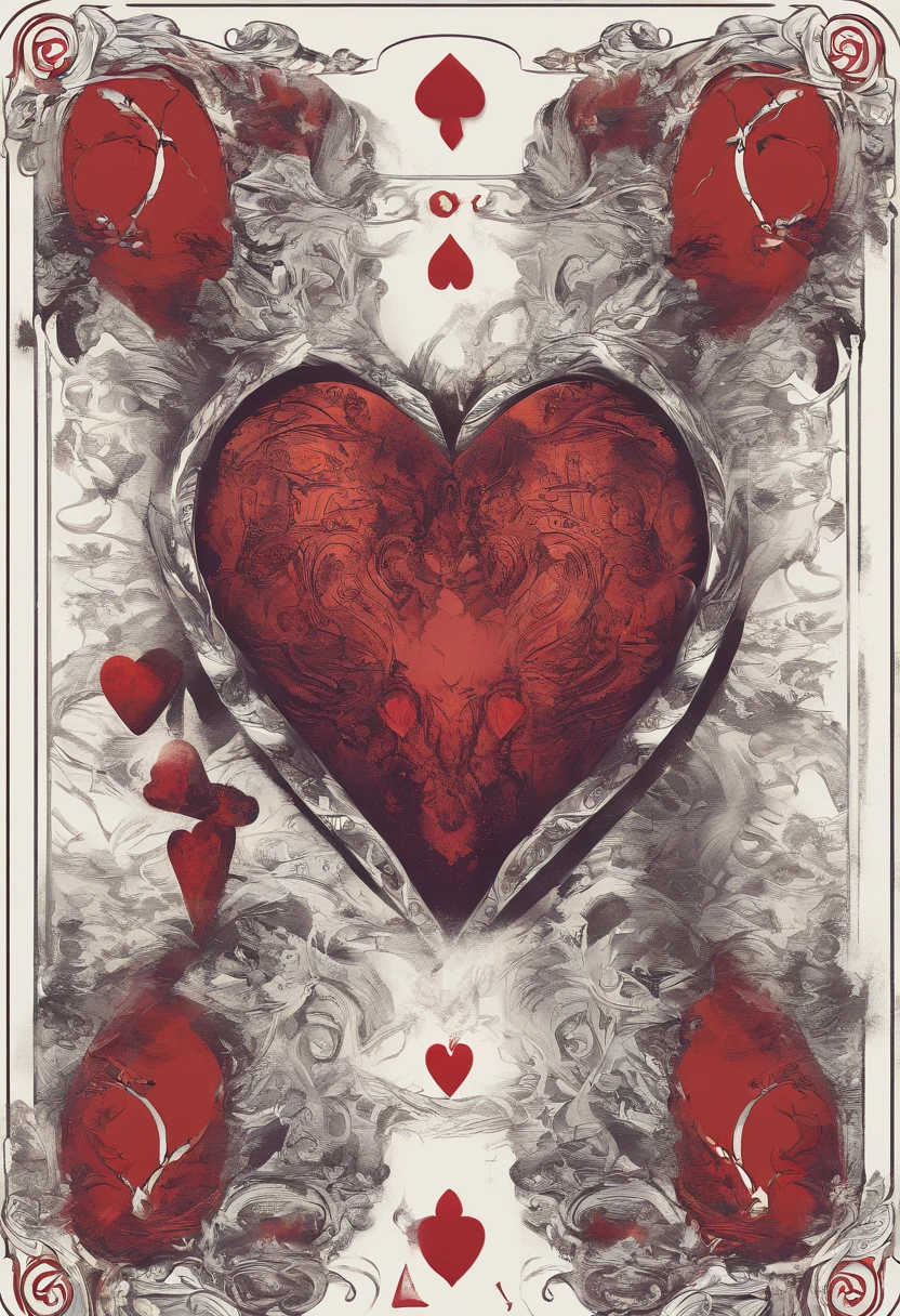 mythology, 2 of hearts playing card, white