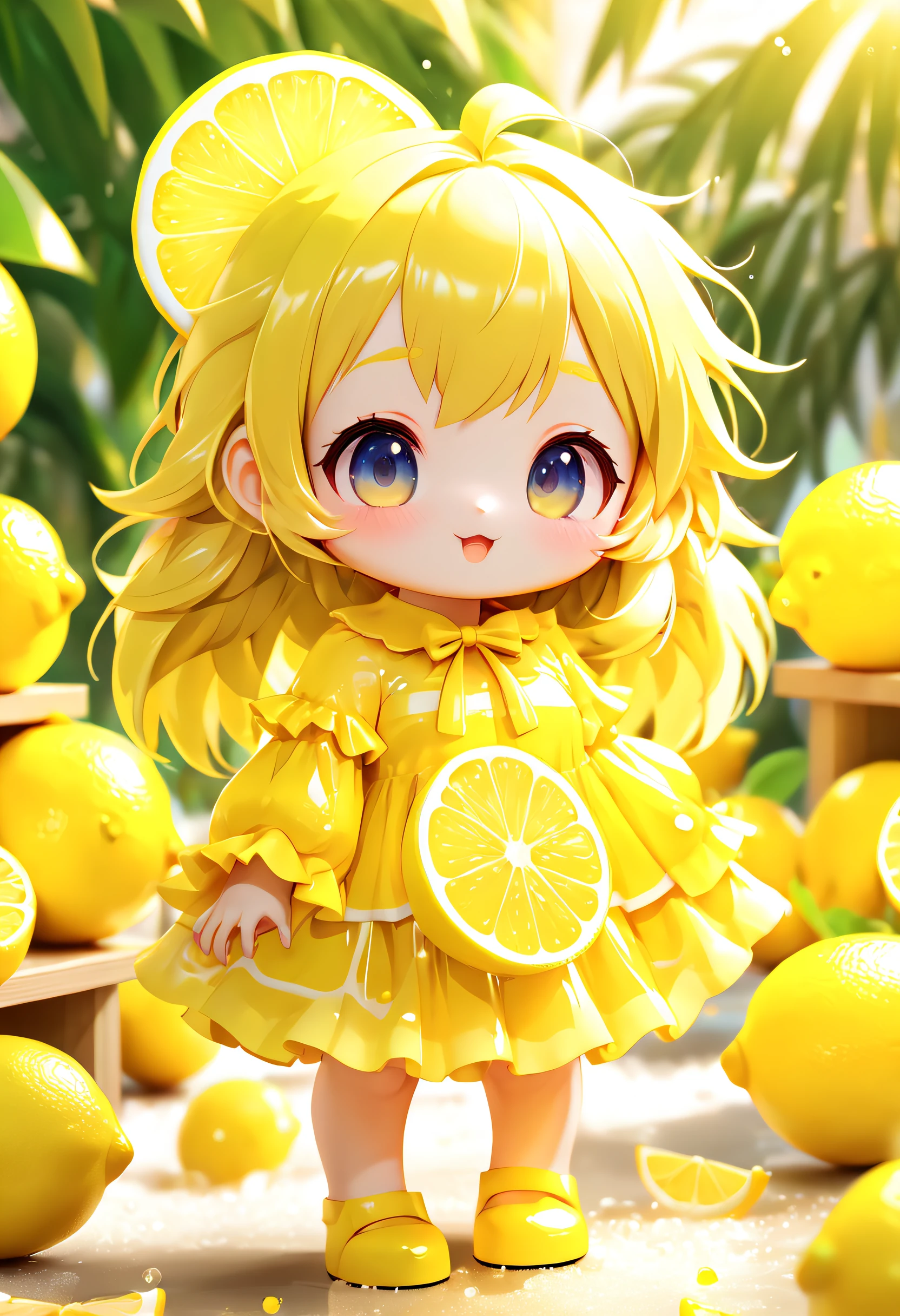  Loli Chibi, cubos de gelo, lemon, Special features, Estilo e modelo caixa cega com estilo de mercado popular, A luz do sol brilha, Octane rendering and blender, hiper qualidade, Sharp features, Ultra HD and 8K resolution,Cool Hand Drawn Illustration，fofa