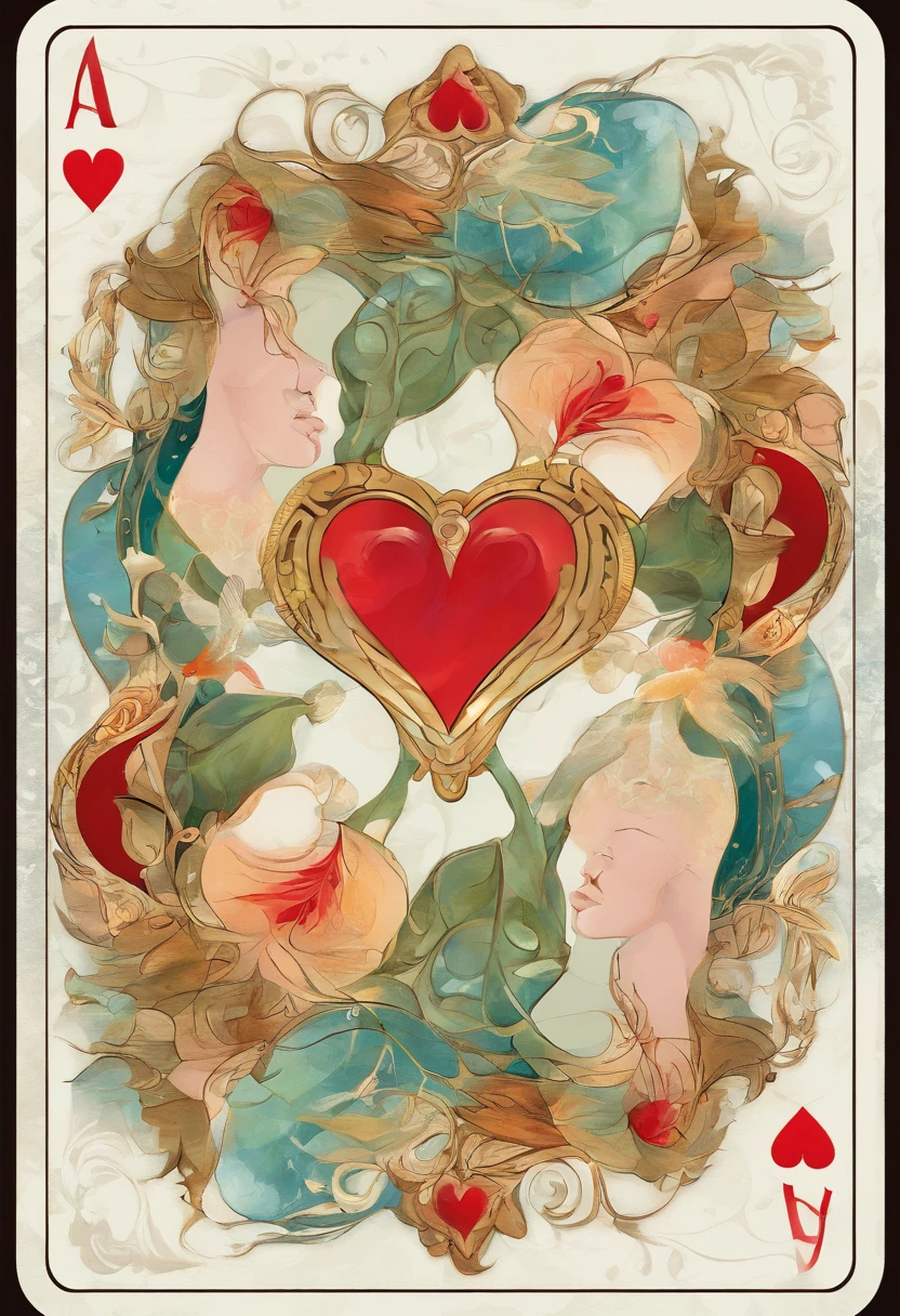 mythology, 2 of hearts playing card, white