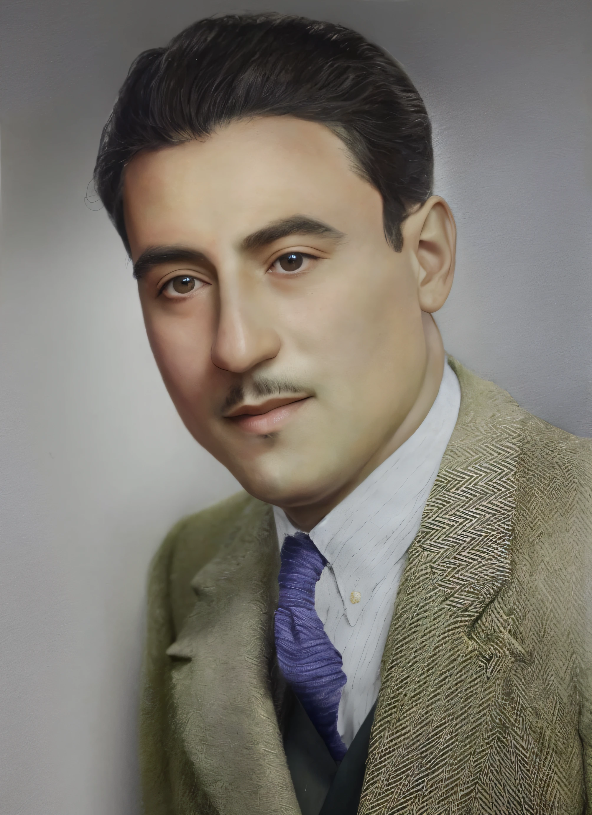 Arafed foto de un hombre con traje y corbata posando para una foto, Una foto coloreada, fondo coloreado, Foto coloreada, coloreado, Retrato en color, coloreado, colorized photograph, Foto coloreada galardonada, Retrato de estudio en color, inspirado por Aniello Falcone, colored photon, colorized pencil, inspired by Carlo Carrà, coloreado, Color restaurado