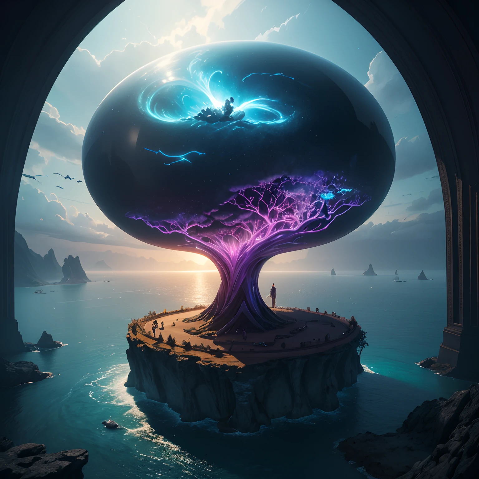 My heart is an ocean, fantasy art, cinema 4d, matte painting, polished, beautiful, colorful, intricate, eldritch, ethereal, vibrant, surrealism, surrealism, vray, nvdia ray tracing, cryengine, magical, 4k, 8k, masterpiece, crystal, romanticism