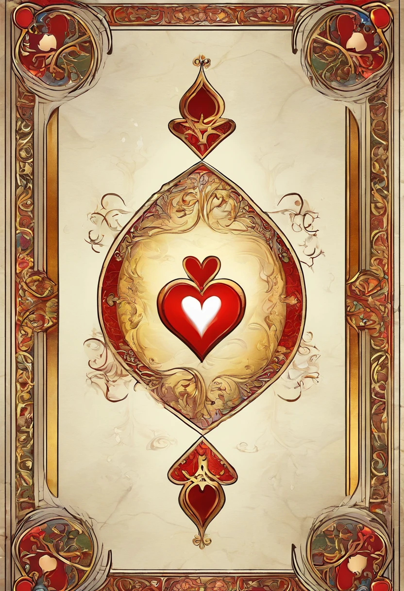 Medieval, 2 of hearts playing card, white, creative boarder