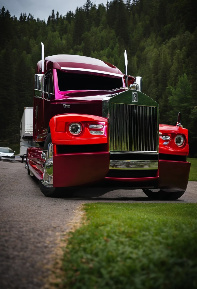 2023 rolls Royce ghost  semi truck with sleeper parked